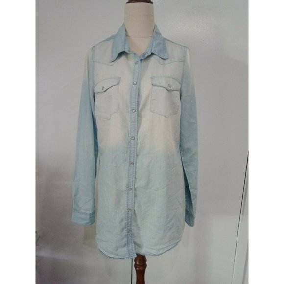 Dotti Tops - Dotti - Denim Shirt - Blue and White - Size 8